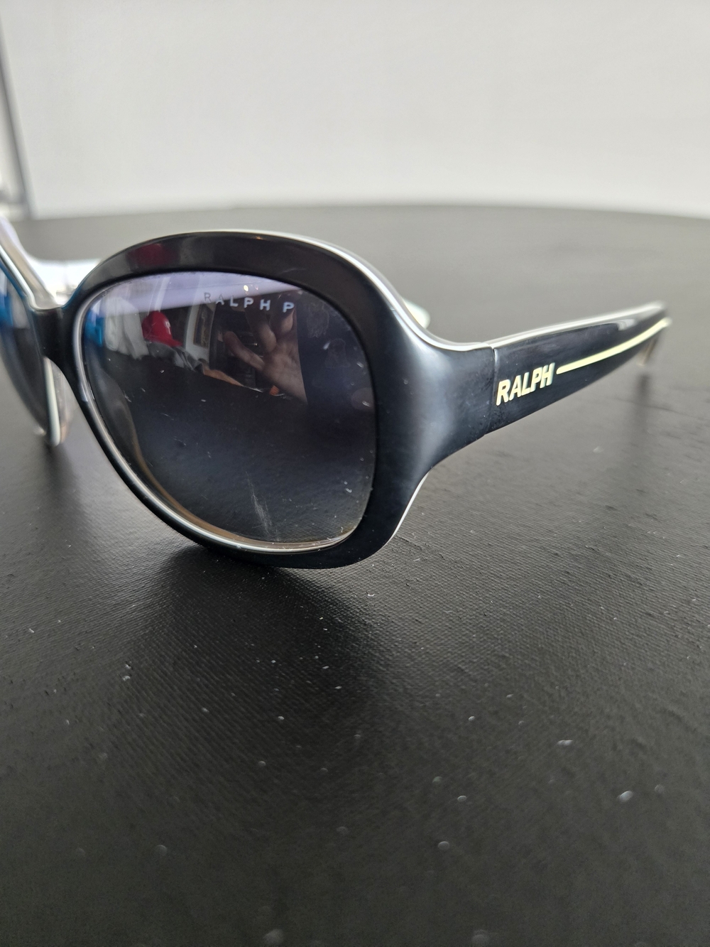 Ralph Lauren RA 5109 Polarized Sunglasses Black White Frame Y2K Retro